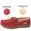 Alpine Swiss Sabine Womens Moccasin Slippers Genuine Suede House Shoe Memory Foam Insole Plush Faux Shearling Fur Indoor Outdoor Anti-Slip Rubber Sole - 3 of 4
