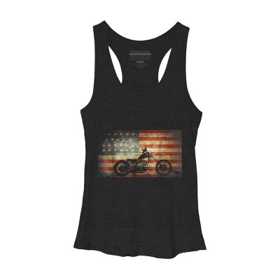 Women's Design By Humans July 4th American Vintage Motorcycle Flag By littlesenh1 Racerback Tank Top