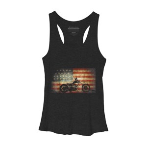 Women's Design By Humans July 4th American Vintage Motorcycle Flag By littlesenh1 Racerback Tank Top - 1 of 2