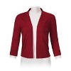 Women's 3/4 Sleeve Open Front Cropped Cardigan Sweater Lightweight Knit Short Shrugs Wine Red 3XL - 3 of 4