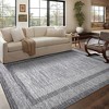 Indoor Modern Bordered Solid Color Area Rugs for Bedroom Living Room Easy Care Washable Soft Low Pile Non Slip Foldable Carpet - 3 of 4