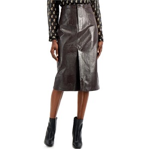 I.N.C International Concepts Womens Faux Leather Pencil Skirt, Brown, 6 - 1 of 1