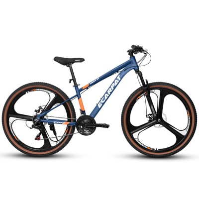 VisioGear Mountain Bike 27.5 Inch Wheels, 21 Speed Road Bicycle for Men and Women, Faster Racing Bike, Blue and Orange, 69.6*27.1*36.8