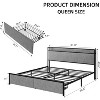 Bed Frame with 2 Storage Drawers and Headboard, Upholstered Bed Frame with Charging Station - 2 of 4