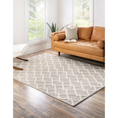 Gray Manor Geometric Wool Handmade Area Rug 8x10