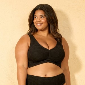 Women's Crochet Bralette Bikini Top - Shade & Shore™ Black - 1 of 3