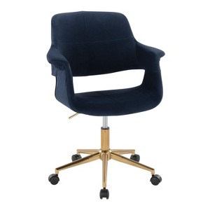 TiramisuBest Mid - Century Modern Gold Metal & Blue Velvet Office Chair, Adjustable Height & Swivel - 1 of 4