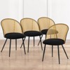 Bekrvio Mid-Century Modern Rattan Dining Chairs Set of 2/4,PU leather/Boucle Upholstered Kitchen Chairs with Cane Back and Metal Leqs for Dining Room - 4 of 4