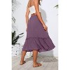 2025 Trendy High Waist Tiered Flowy Skirt for Women - Below Knee with Pockets A-12 Purple - 3 of 4