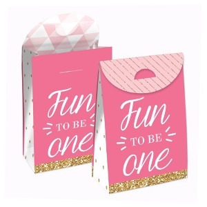Big Dot of Happiness 1st Birthday Girl - Fun to be One - First Birthday Gift Favor Bags - Party Goodie Boxes - Set of 12 - 1 of 4