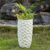 LuxenHome White MgO Geometric Pattern 22" Tall Round Planter - 2 of 4
