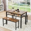 Hooseng Dining Table Set for 4, 3-Piece Kitchen Table Chairs Set, Rectangle Table Set with Two Benches, Metal Frame and MDF Board for Small Spaces - 2 of 4