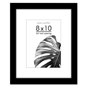 Americanflat Picture Frame with Mat - Wood with Glass Cover - 1 of 4