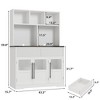 60'' Kitchen Pantry Cabinet, Tall Kitchen Cabinet Pantry Cabinet with Glass Doors, Kitchen Cabinet with Drawers Coffee Bar Table - 3 of 4