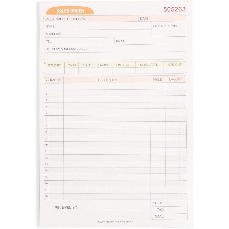 Pack of 3 Sales Order Book, 50-Set Carbonless Invoice per Book, 2 Part Form, for Issuing Invoices, 5 of 8