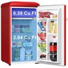 Galanz Retro Compact Refrigerator, 3.3 Cubic Foot Single Door Mini Fridge, Adjustable Mechanical Thermostat, Glass Shelves, Chiller Compartment, Red - image 3 of 4