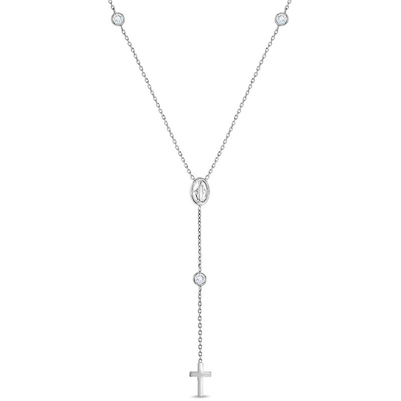 Girls' Dainty Rosary & Cross Sterling Silver Necklace - In Season Jewelry, 1 of 5