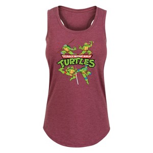 Women's - Teenage Mutant Ninja Turtles - Donnie, Mikey, Raph, and Leo Logo Graphic Racerback Tank - 1 of 4