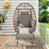 Patio Oversized Wicker Egg Chair,Outdoor Rattan Egg Chair With Ottoman And Cushions,PE Rattan Eoven For Backyard Balcony-Coolbibila - 2 of 4