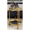 Traditional Iron and Mirrored Bar Cart Brass - Olivia & May: Round Frame, 2-Tier, Wine Storage, Indoor Use - 2 of 4