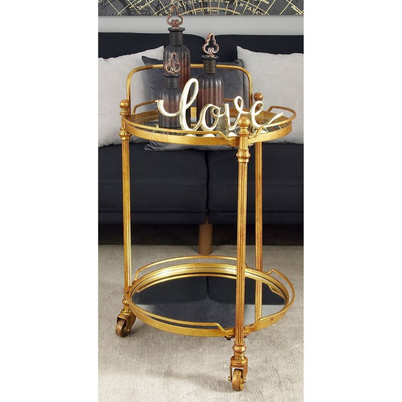 Traditional Iron and Mirrored Bar Cart Brass - Olivia &#38; May, 3 of 10