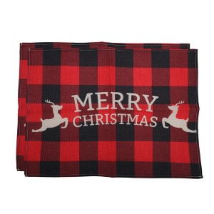 Unique Bargains Christmas Place Mats Flax Red Black Khaki 13"x17.7" 2 Pcs - 1 of 4