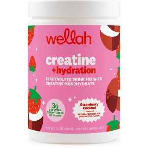 Wellah Creatine + Hydration Powder (Strawberry Coconut) 30 Servings - Electrolyte Drink Mix with 3g of Creatine Monohydrate - 1 of 4