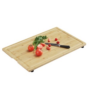 CuisinSmart Bamboo Wood Cutting Boards for Kitchen, Stove Cover Board for Gas Stovetop, Cutting Serving Board with Legs and water Grooves, 30"x20" - 1 of 4