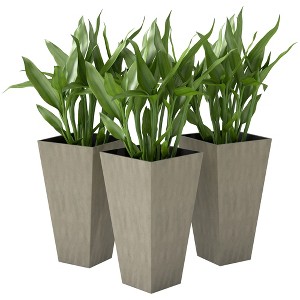 Tall Planters for Outdoor Plants Set of 3, 28 In Taper Planters with Drainage Holes, Indoor Grande Plant Pots, Front Porch Decor - 1 of 4