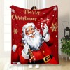 Lomsoe Christmas Santa Claus Print Flannel Blanket - All Seasons Throw Blanket, Soft Cozy Warm for Bed, Napping, Camping, Travel, Office - 2 of 4