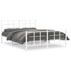 vidaXL White Steel Metal Bed Frame-Double Bed with Headboard/Footboard - 2 of 4