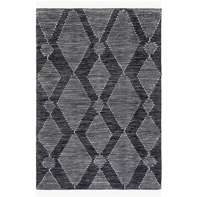Bohemian Nomad Black and Ivory Handwoven Kilim Rug - 5' x 8'