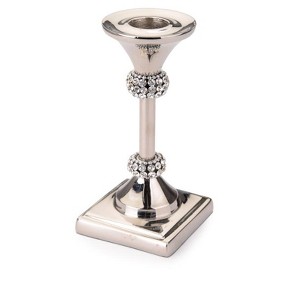 Classic Touch Stainless Steel Candle Holder with Crystal Diamond Design - 1 of 3