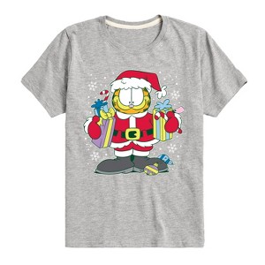 Boys' - Garfield - Christmas Santa Claus Short Sleeve Graphic T-Shirt - 1 of 4