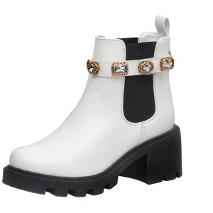 CUSHIONAIRE Women's Julie chelsea boot with Jeweled strap +Memory Foam - 1 of 4