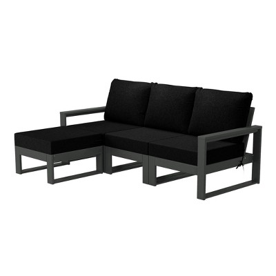 WestinTrends Montara Outdoor 4-Piece HDPE L-Shaped Modular Patio Sofa Furniture Set