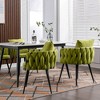 Modern Dining Chairs Set Of 2 Upholstered Velvet Side Chair Hand Weaving Accent Armchair With Metal Legs Cushion - 2 of 4