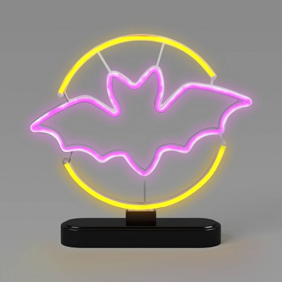 11" Lit Neon Moon and Bat Halloween Decorative Prop - Hyde and EEK! Boutique™
