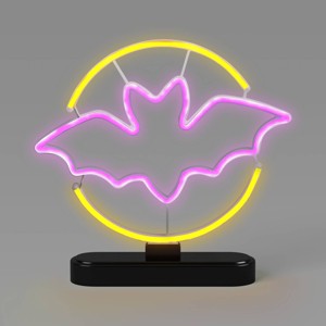 11" Lit Neon Moon and Bat Halloween Decorative Prop - Hyde and EEK! Boutique™ - 1 of 3