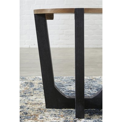 Round Black and Brown Mango Wood End Table