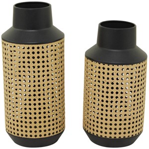 The Novogratz Metal Open Weaved Inspired Vase Set of 2 Brown - Olivia & May: Indoor Amphora Vases, Modern Style - 1 of 4