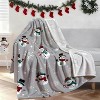 Lomsoe Gray Christmas Snowman & Snowflakes Print Flannel Blanket - All Seasons Soft and Warm Throw Blanket for Napping, Camping, Travel, Office - 2 of 4