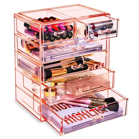 Casafield Cosmetic Makeup Organizer & Jewelry Storage Display Case, Clear Acrylic  Storage Drawer Set : Target