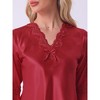 cheibear Women's Satin Silky 3/4 Sleeve Shirt with Long Pajama Pant Soft Pajama Set - 4 of 4