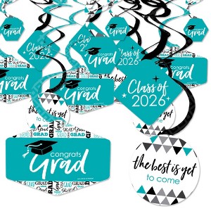 Big Dot of Happiness Teal Graduation Class of 2026 Decorations Hanging Swirls - Set of 40 - 1 of 4