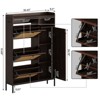Rattan Shoe Cabinet with 3 Flip Drawers, Hidden Shoe Storage Cabinet, Wooden Narrow 4 Tier Shoe Organizer for Entryway Hallway Living Room - 2 of 4