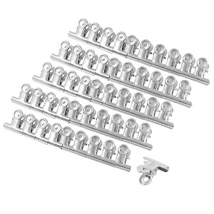 Unique Bargains Round Handle Clips Office Stationery Clamps 50 Pcs Silver Tone - 1 of 4