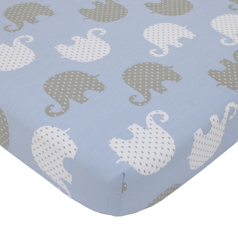 NoJo Dreamer Elephant Blue, Grey 8 Piece Nursery Crib Bedding Set, 3 of 10
