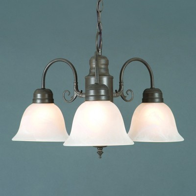 Yosemite Home Decor 1433-3DB Manzanita 3 Light Chandelier, Frosted White Marble Glass Shades, Dark Brown Finished Frame