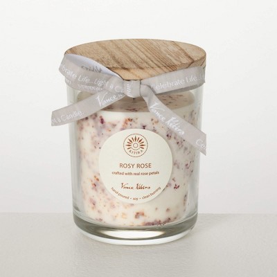 Rosy Rose Scented Soy Wax 5.25" Jar Candle with Wood Lid